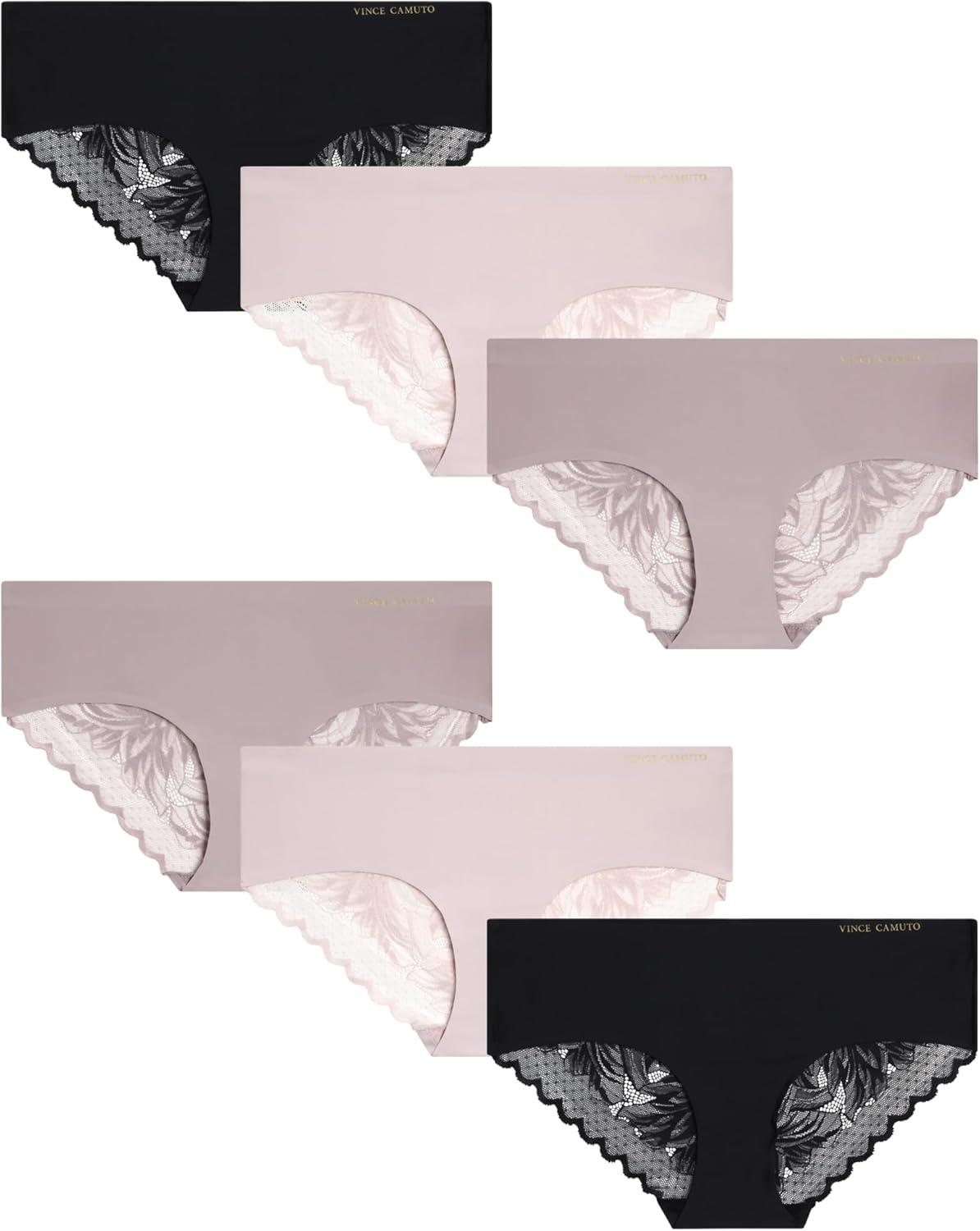 imageVince Camuto Womens Hipster Underwear Soft Seamless Lace Breathable Ladies Panties 36 Pack Ropa Interior de MujerBlackSoft VioletTaupe 6pk