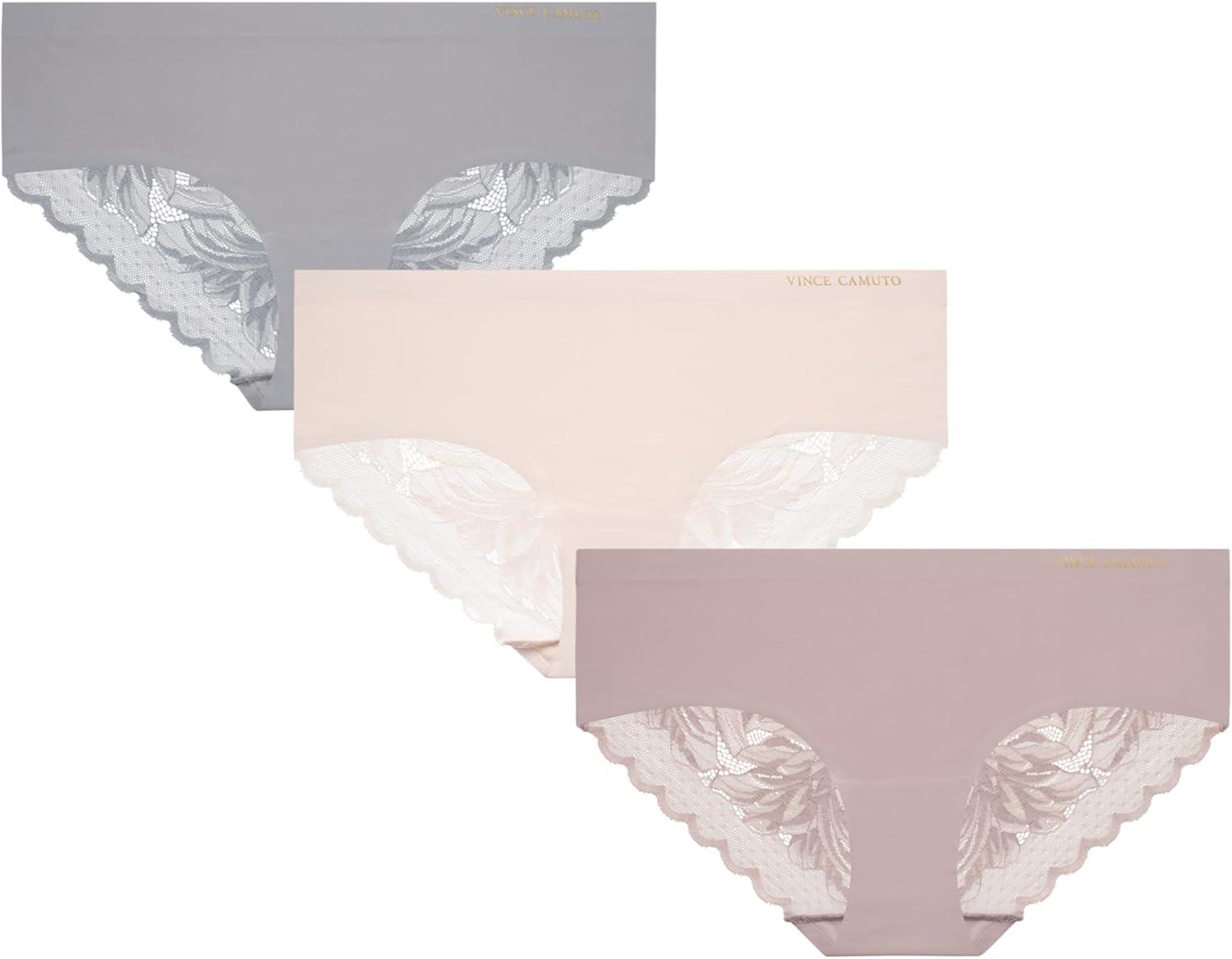 imageVince Camuto Womens Hipster Underwear Soft Seamless Lace Breathable Ladies Panties 36 Pack Ropa Interior de MujerMorganiteGreyTaupe 3pk