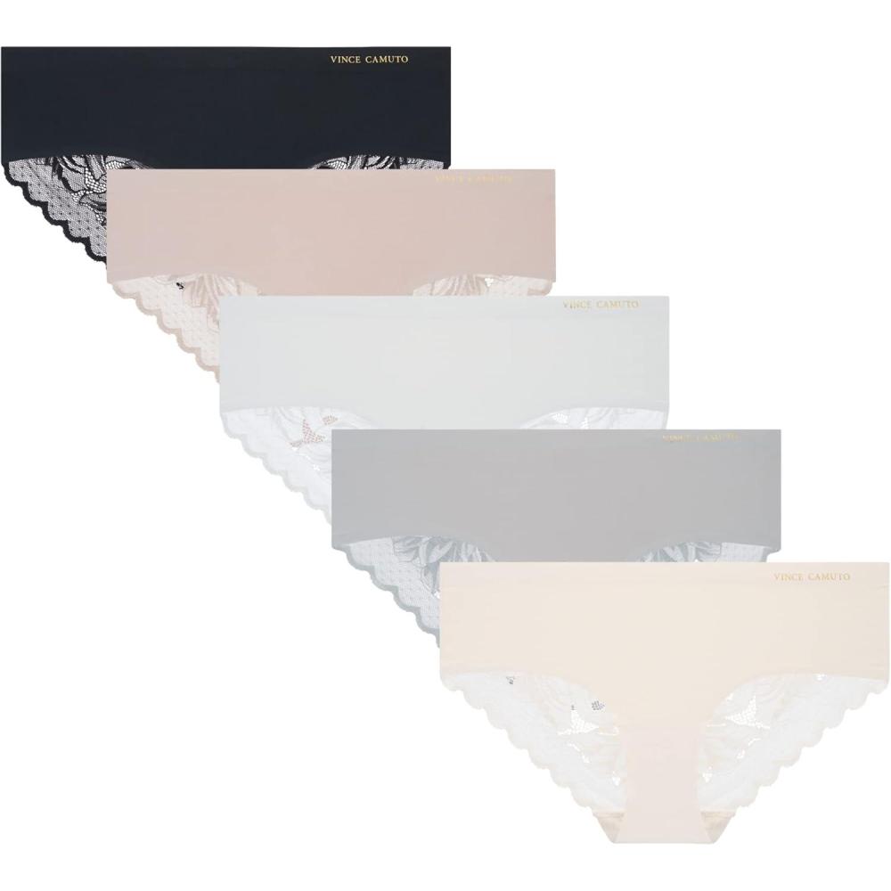 imageVince Camuto Womens Hipster Underwear 5 Pack Ultra Soft Breathable Seamless Panties for Women Ropa InteriorAssorted Lace