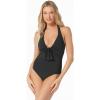 Vince Camuto Women’s Standard Solid Tie Front Halter One Piece Black
