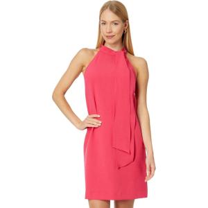 Vince Camuto Womens Sleeveless Halter Tie Neck Shift Mini Dress(Hot Pink)