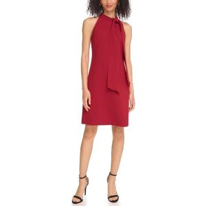 Vince Camuto Womens Sleeveless Halter Tie Neck Shift Mini Dress(Red)