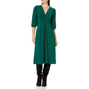 Vince Camuto Womens Twist Knot Waist Midi Dress(Hunter)
