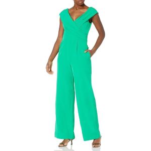 Vince Camuto womens Bodice Double Lined Off-the-shoulder Jumpsuit(Green)