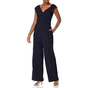 Vince Camuto womens Bodice Double Lined Off-the-shoulder Jumpsuit(Navy)