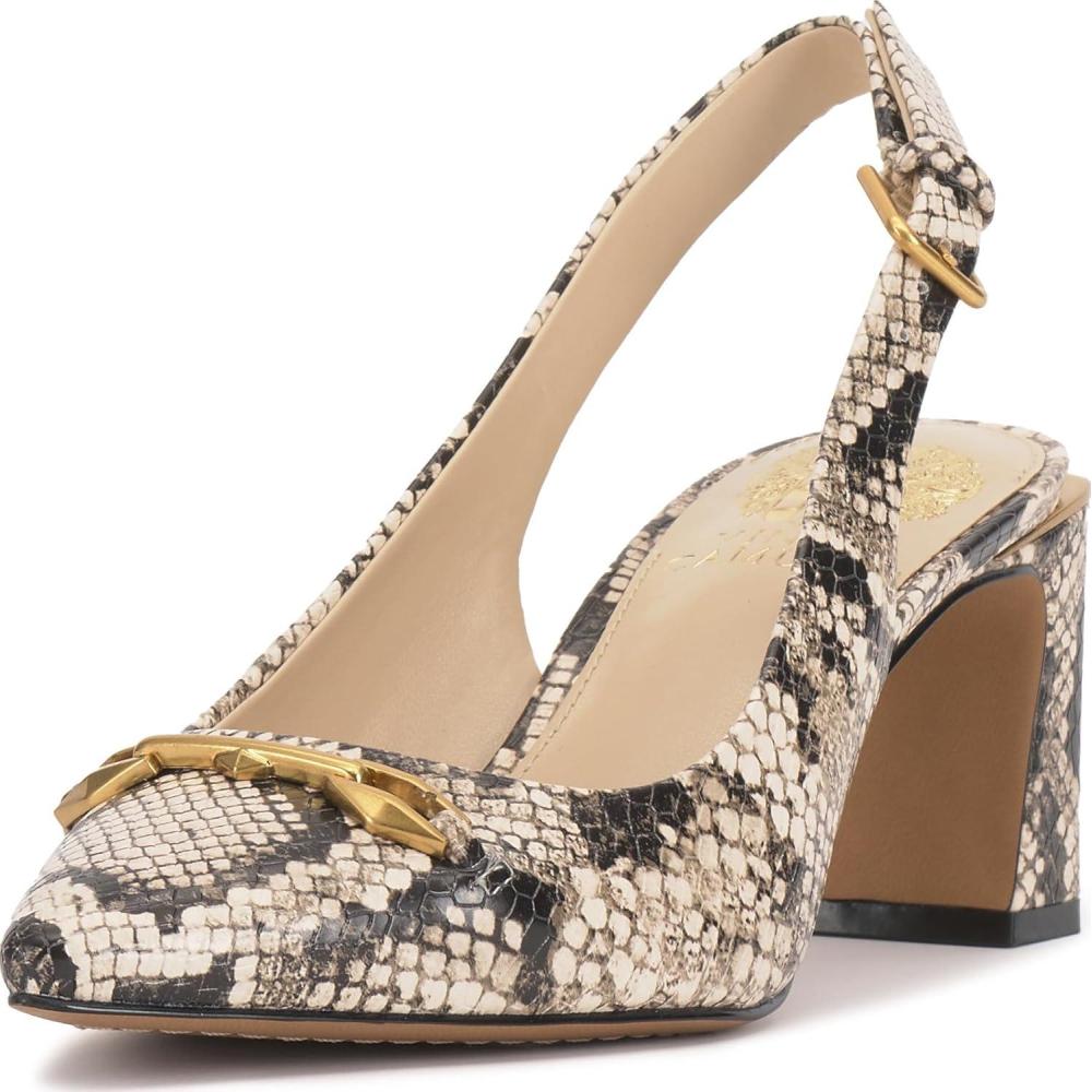 imageVince Camuto Womens Hamden Slingback PumpBlackCream Snake Print