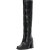 Black Croco Leather Extra Wide Calf