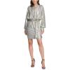 Vince Camuto Womens Metallic Knit Dress with Belt(Gold)