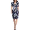 Vince Camuto Womens Printed Sheath Dress(Navy-multi)