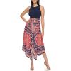 Vince Camuto Women’s Sleeveless High Neck Tie Waist Handkerchief Midi Dress(Plum)