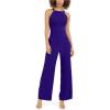 Vince Camuto Womens Sleeveless High Square Neck Crepe Jumpsuit(Cobalt)