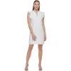 Vince Camuto Womens Sleeveless V Neck Laguna Shift Dress(Ivory)