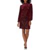 Vince Camuto Womens Velvet Burnout Shift Dress with Voluminous SleevesCocktail Dress(Wine)