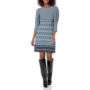 Vince Camuto Womens Casual Stretch Printed Dress(Blue)