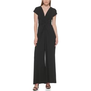 Vince Camuto Womens Short Sleeve V-neck Twist Front Summer Jumpsuit(Navy)