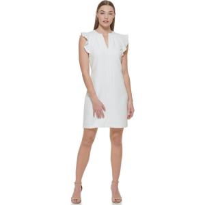 Vince Camuto Womens Sleeveless V Neck Laguna Shift Dress(Ivory)