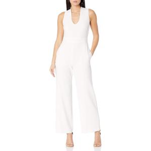 Vince Camuto womens Sleeveless Scoop Neck Crepe Jumpsuit(Ivory)