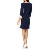 Vince Camuto Womens 3/4 Sleeve Boat Neck Scuba Crepe Shift Mini Dress(Navy Multi)