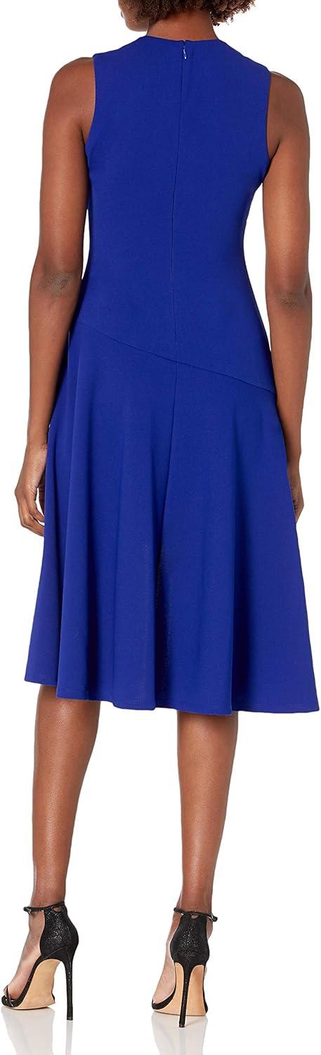 imageVince Camuto Womens Sleeveless V Neck Dress with Diagonal and Ruffled HemCobalt