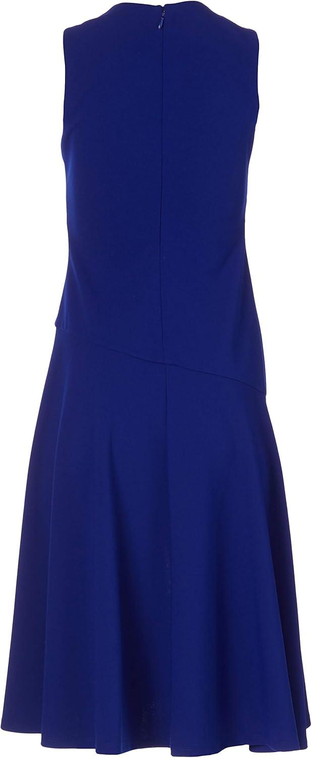 imageVince Camuto Womens Sleeveless V Neck Dress with Diagonal and Ruffled HemCobalt
