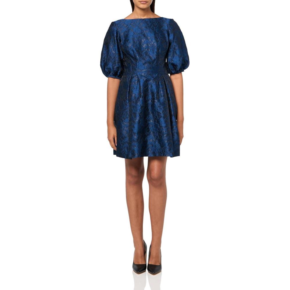 imageVince Camuto Womens Jacquard Sleeveless Shift DressNavy