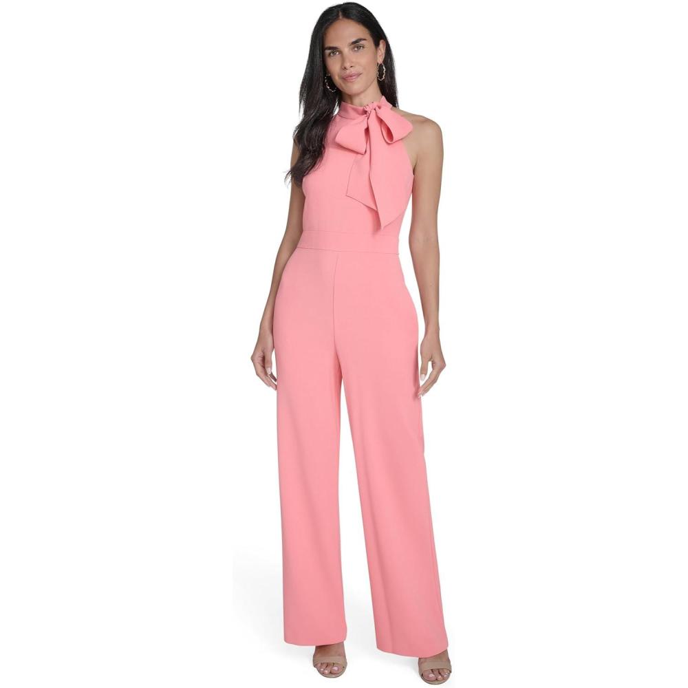 imageVince Camuto womens Sleeveless Tie Neck Stretch JumpsuitPapaya