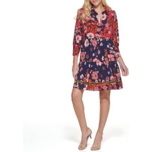 Vince Camuto Womens Casual Printed Trapeze Dress(Persimmon)
