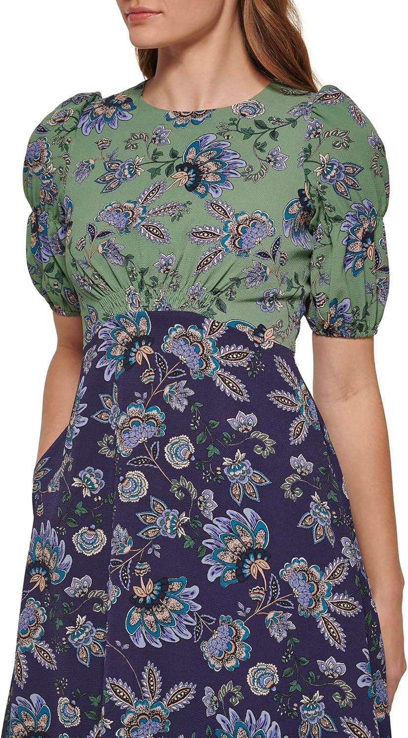 imageVince Camuto Womens Casual Midi Shirt DressGreen Multi