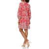 Vince Camuto Womens Pebble Crepe Button Down Balloon Sleeve ShirtdressCasual Dress(Coral)