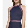 Vince Camuto Womens Sleeveless Halter Neck Skater Mini Dress(Navy)