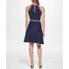 Vince Camuto Womens Sleeveless Halter Neck Skater Mini Dress(Navy)