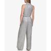 Vince Camuto womens Sleeveless Mock Neck Tie Wasit Metallic Knit Jumpsuit(Grey)