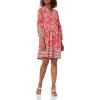 Vince Camuto Womens Pebble Crepe Button Down Balloon Sleeve ShirtdressCasual Dress(Coral)
