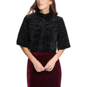 Vince Camuto Women’s Short Sleeve Fur Shrug(Black)