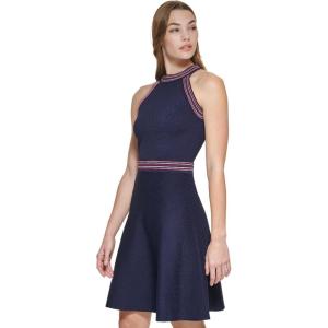 Vince Camuto Womens Sleeveless Halter Neck Skater Mini Dress(Navy)