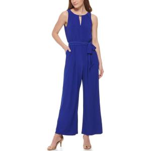 Vince Camuto womens Sleeveless Keyhole Tie Waist Jumpsuit(Cobalt)