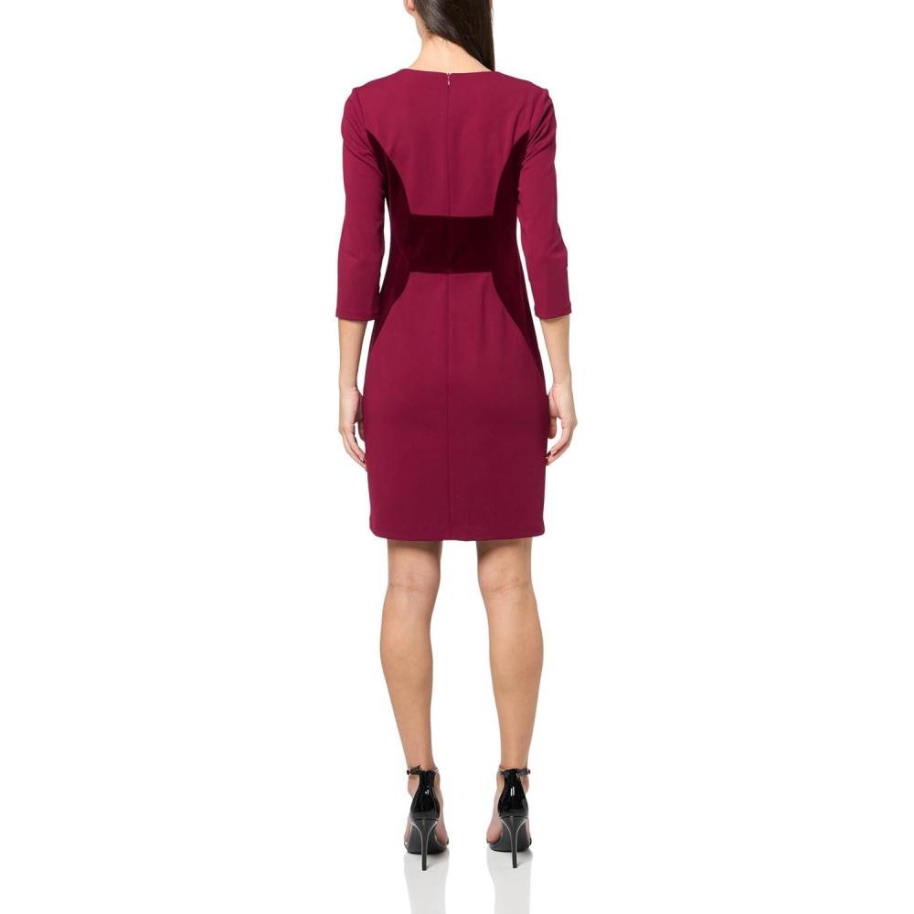 imageVince Camuto Womens 34 Sleeve Two Tone Velvet Detail Sheath Mini DressWine