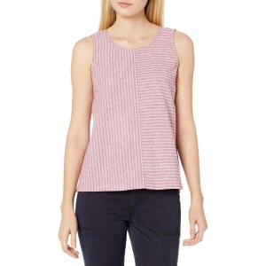 Vince Camuto Women’s Sleeveless Ticking Stripe Split Back Blouse(Dusty Rose)