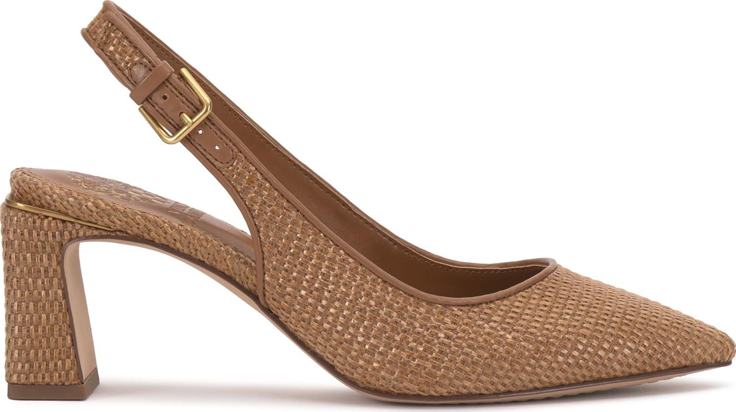 imageVince Camuto Womens Hamden Buckle Slingback PumpGolden Walnut Raffia