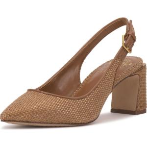 Vince Camuto Womens Hamden Buckle Slingback Pump(Golden Walnut Raffia)