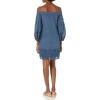 Vince Camuto Womens Cotton Eyelet Off The Shoulder Balloon Sleeve Shift Dress(Navy)