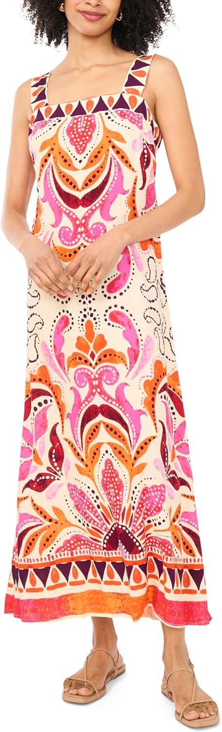 imageVince Camuto Womens Smocked Back Challis Maxi DressRaspberry Sorbet