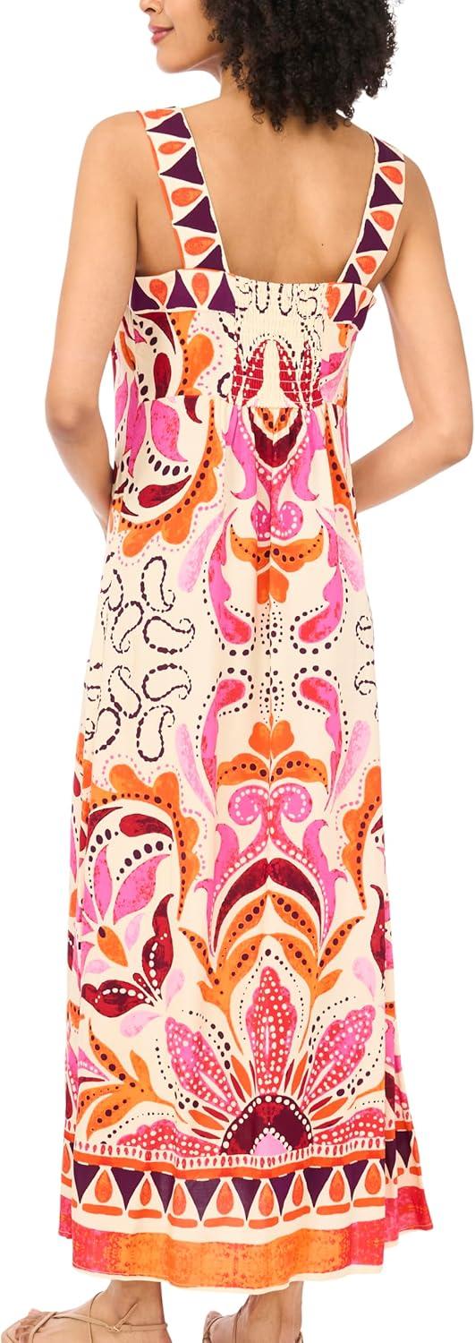 imageVince Camuto Womens Smocked Back Challis Maxi DressRaspberry Sorbet