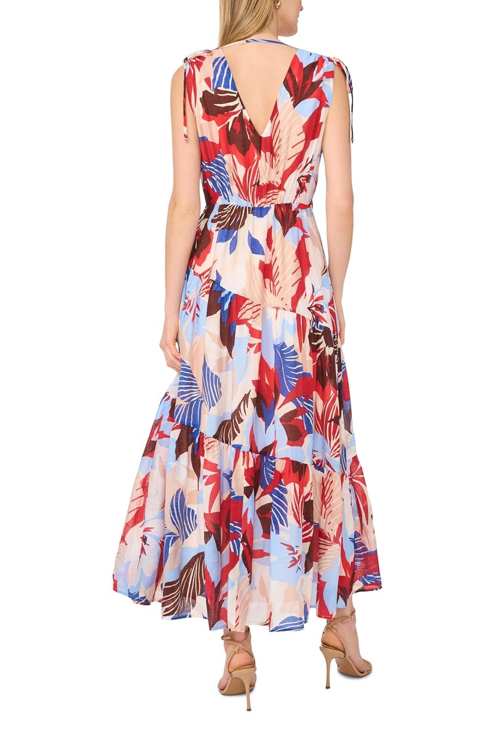 imageVince Camuto Womens Tie V Neck Maxi DressAiry Blue