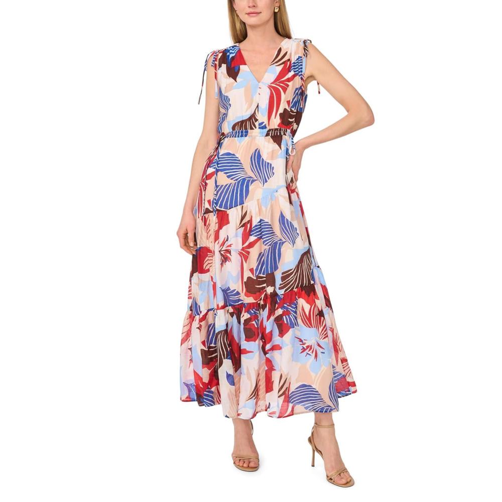 imageVince Camuto Womens Tie V Neck Maxi DressAiry Blue