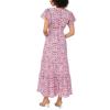 Vince Camuto Women’s Short Sleeve Smocked Waist Maxi Dress(Red Hot)