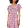 Vince Camuto Women’s Short Sleeve Smocked Waist Maxi Dress(Red Hot)