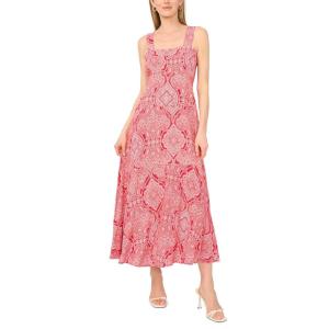 Vince Camuto Women’s Printed Sleeveless Thick Strap Maxi Dress(Lobster Red)