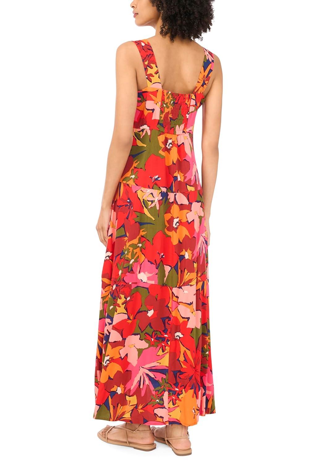 imageVince Camuto Womens Square Neck Maxi DressLobster Red
