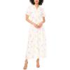 Vince Camuto Women’s Split-Neck Puff Sleeve Maxi Dress(Lemon Cream)